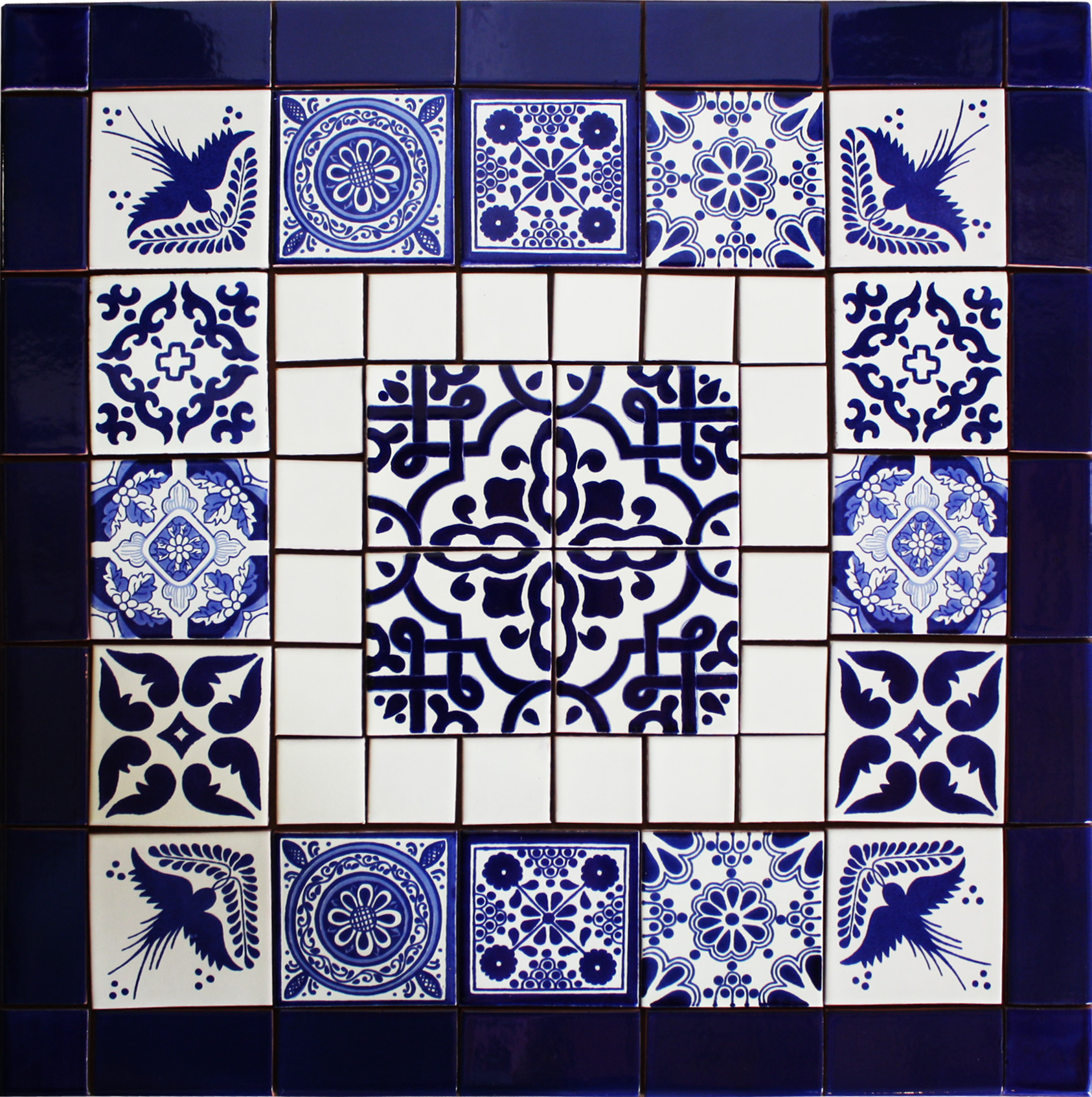 TalaMex Cinza Mexican Tile Set Backsplash Mural