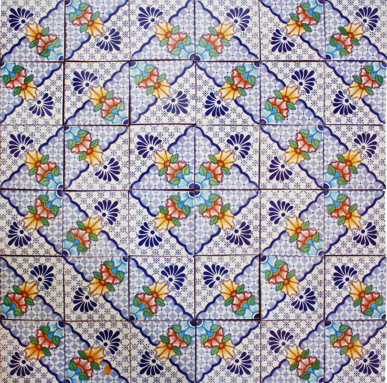 TalaMex Blue Mesh Mexican Tile Set Backsplash Mural