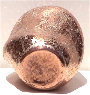 Folk Art Twisted Inlay Silver & Copper Vase Close-Up