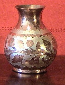 Folk Art Silver & Copper Vase
