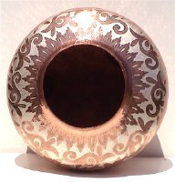 Folk Art Round Inlay Silver Copper Vase Details