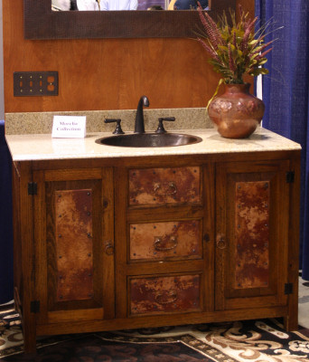 Antique Pinewood With Copper Inserts Vanity