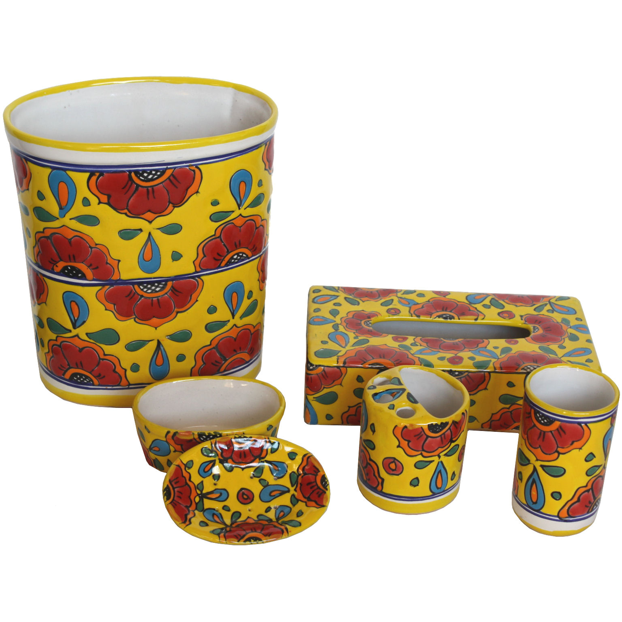 TalaMex Canary Talavera Ceramic Bathroom Set