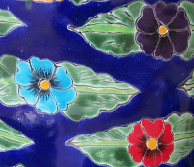 Pansy Talavera Ceramic Bathroom Set Close-Up