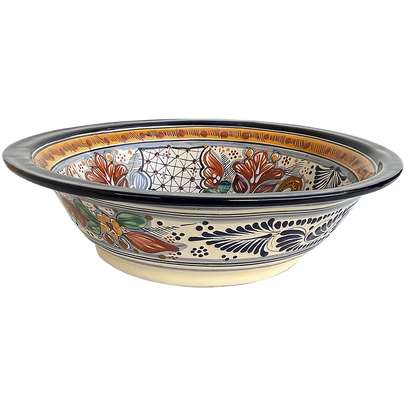 TalaMex Tecali Colorful Mexican Talavera Ceramic Fruit Bowl Close-Up