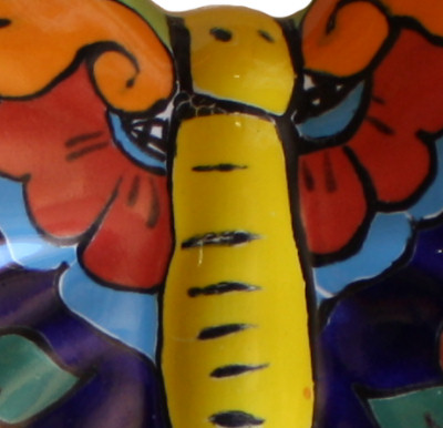 TalaMex Multicolor Talavera Ceramic Butterfly Set (3) Close-Up