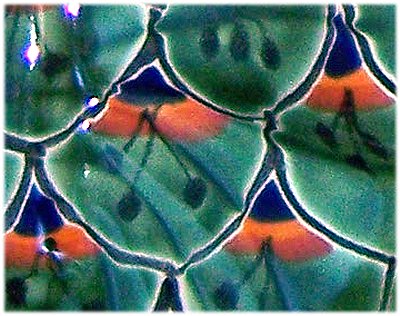 TalaMex Green Peacock Talavera Ceramic Butterfly Set (3) Close-Up