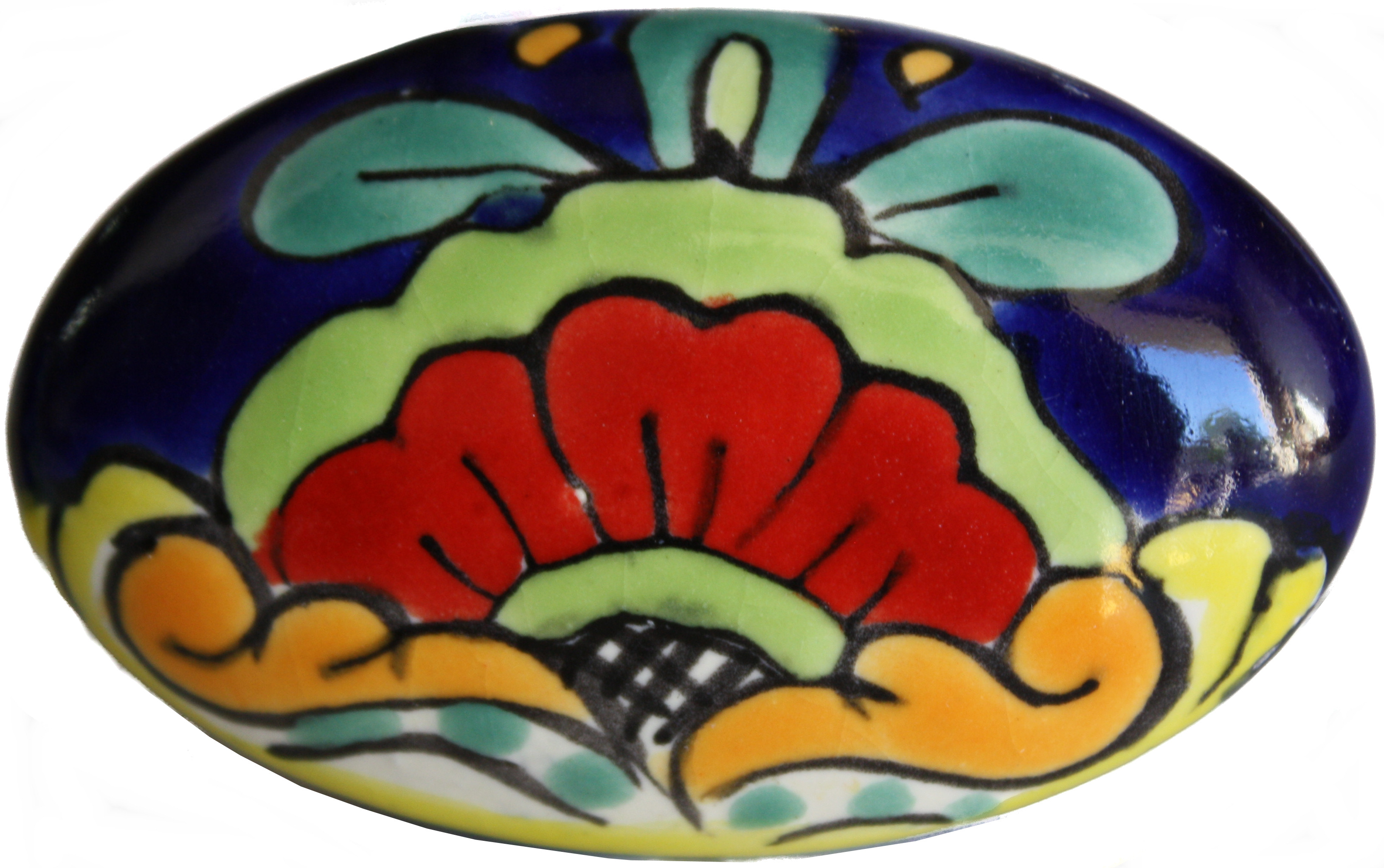 TalaMex Oval Rainbow Talavera Ceramic Drawer Knob