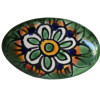 TalaMex Oval Green Peacock Talavera Ceramic Drawer Knob