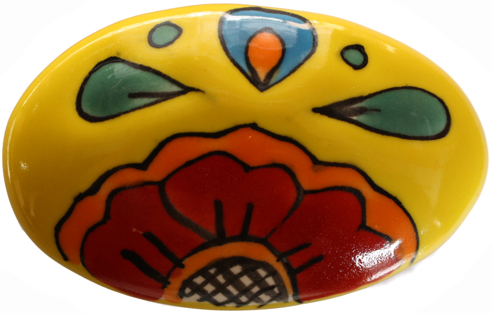 TalaMex Oval Canary Talavera Ceramic Drawer Knob