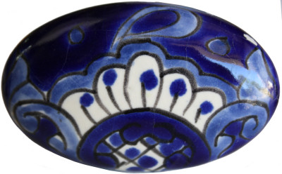 TalaMex Oval Blue Talavera Ceramic Drawer Knob