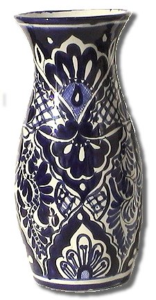 Talavera Blue Round Flower Vase