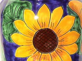 Yellow Talavera Tall Flower Vase Close-Up