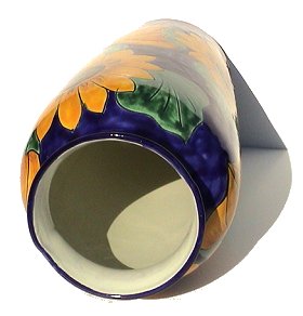 Yellow Talavera Tall Flower Vase Details