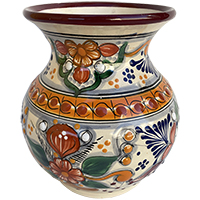 TalaMex Tecali Handmade Colorful Mexican Talavera Flower Vase