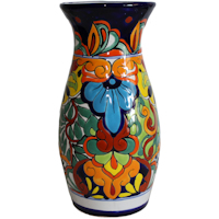 TalaMex Colorful Talavera Round Flower Vase