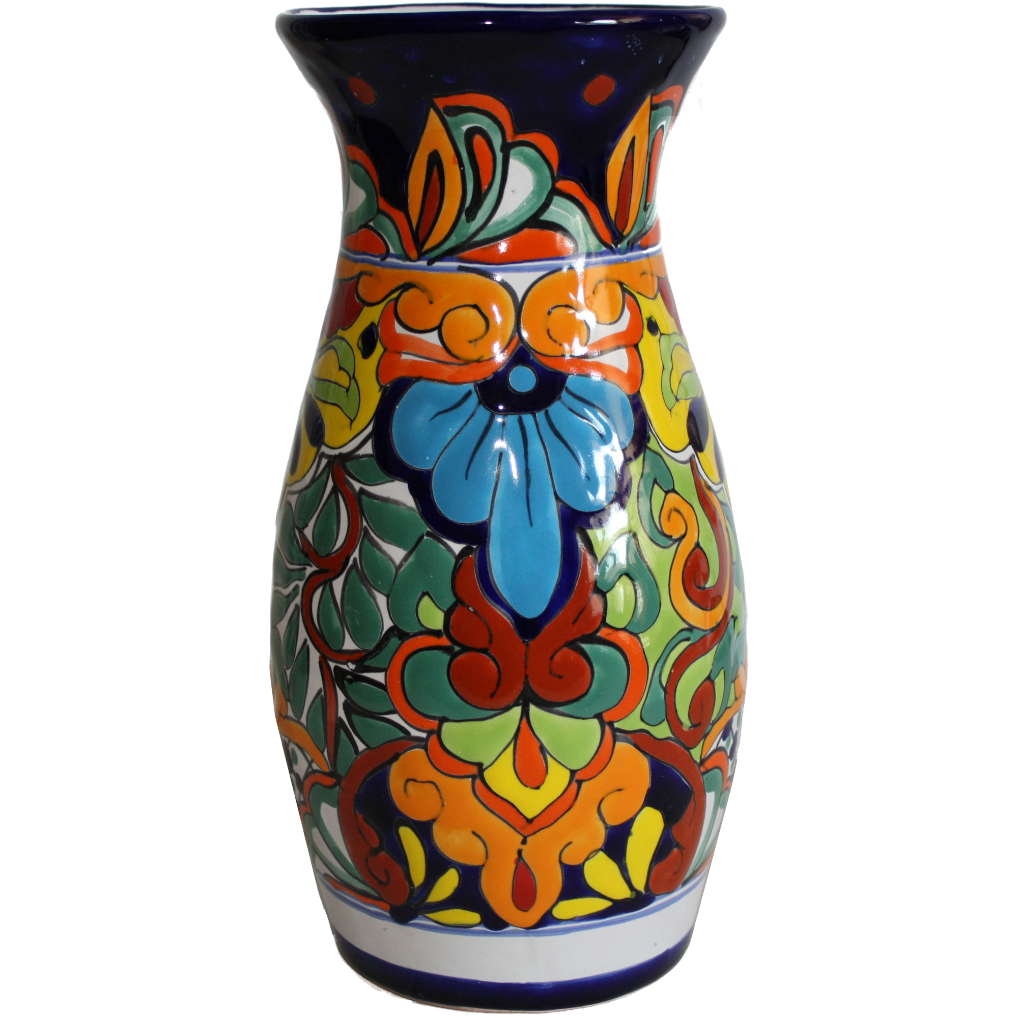 TalaMex Colorful Talavera Round Flower Vase