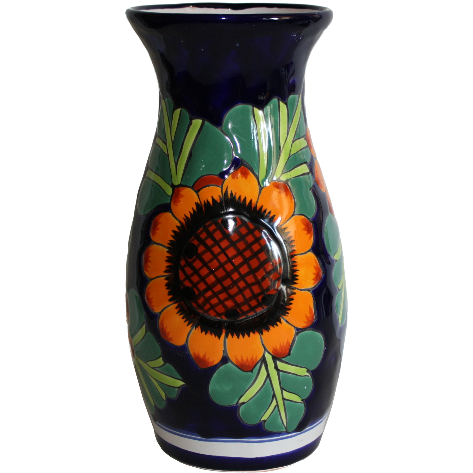 TalaMex Sunflower Talavera Round Flower Vase