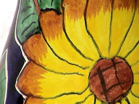 Yellow Talavera Round Flower Vase Close-Up