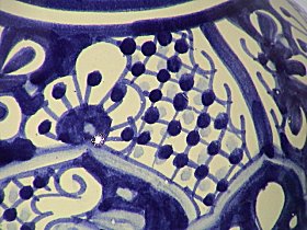 Talavera Blue Round Flower Vase Close-Up