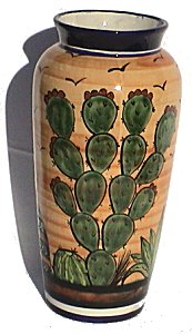 Desert Talavera Tall Flower Vase Details
