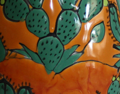 TalaMex Desert Talavera Round Flower Vase Close-Up