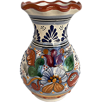 TalaMex Handmade Calpan Mexican Colors Talavera Flower Vase