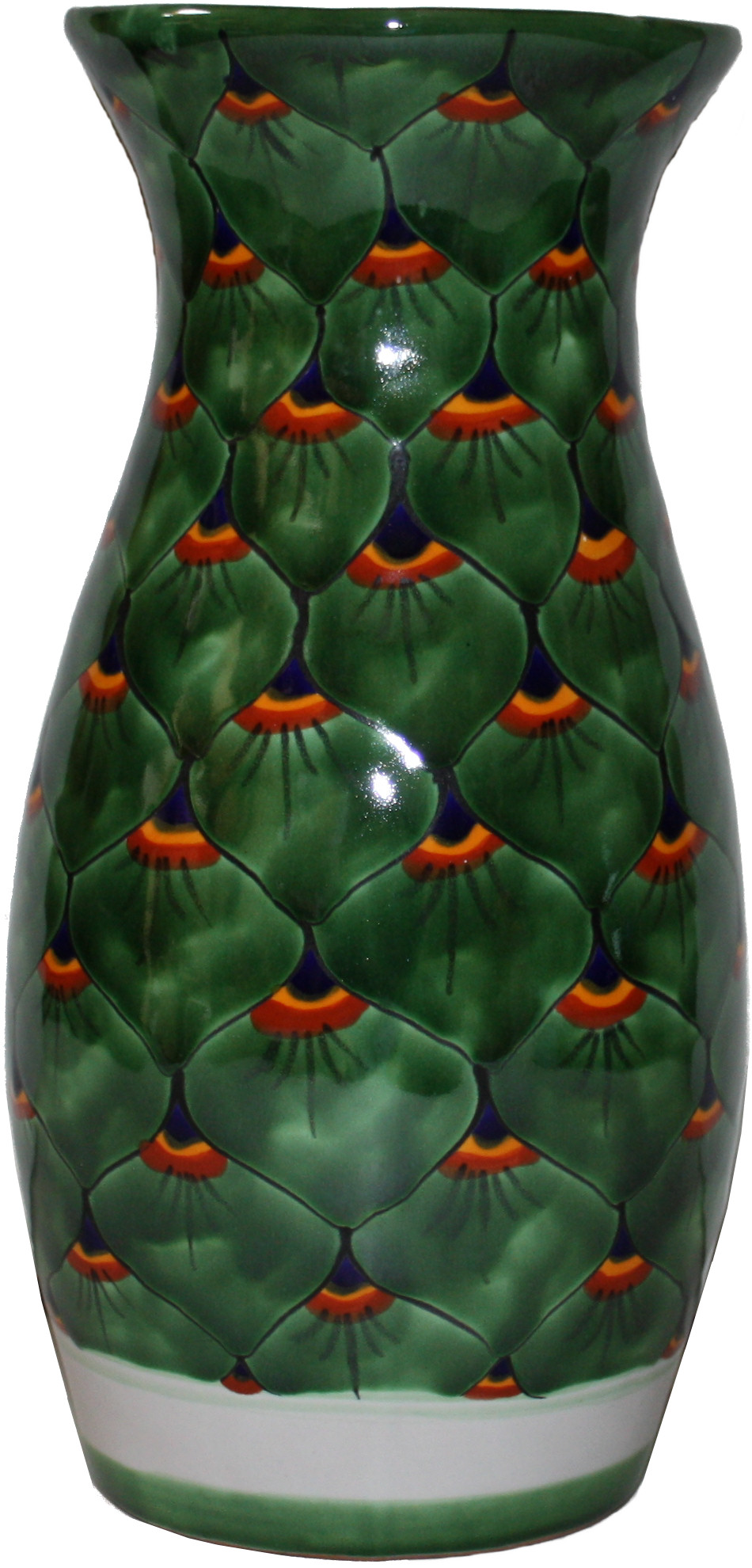 TalaMex Peacock Talavera Round Flower Vase