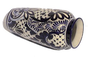 Blue Talavera Tall Flower Vase Details
