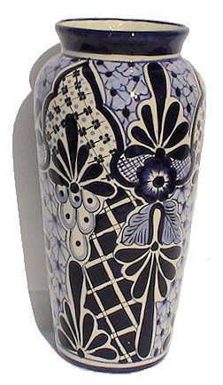 Blue Talavera Tall Flower Vase