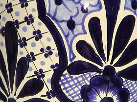 Blue Talavera Tall Flower Vase Details
