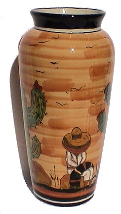 Desert Talavera Tall Flower Vase Close-Up