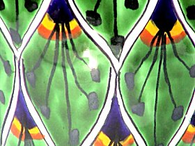 Peacock Mermaid Talavera Flower Vase Close-Up