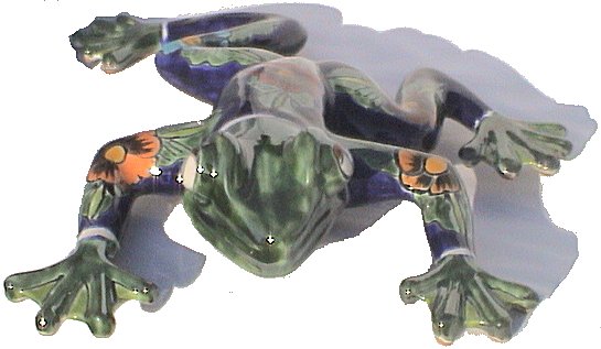 Pansy Blue Ceramic Talavera Frog
