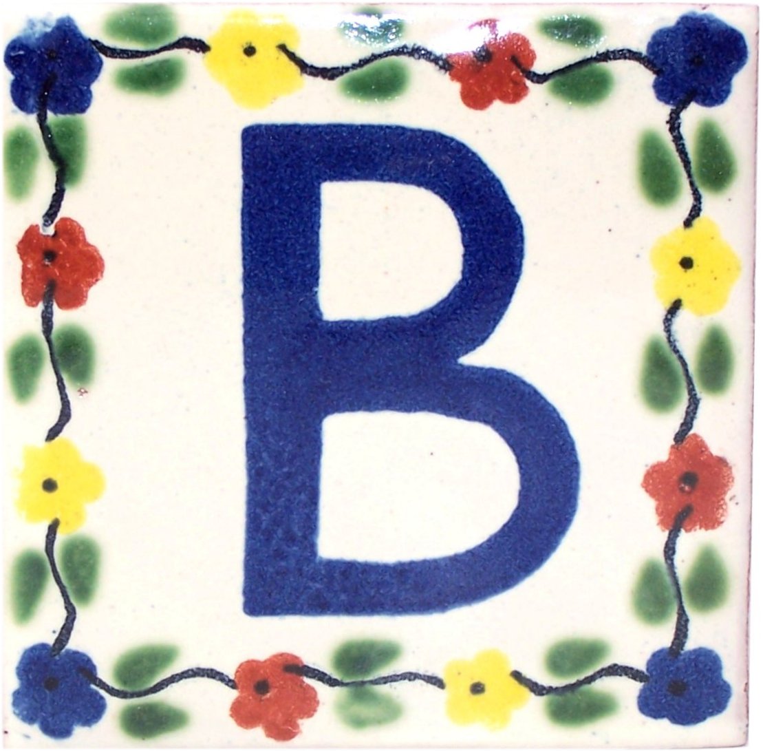 TalaMex Bouquet Talavera Clay House Letter B