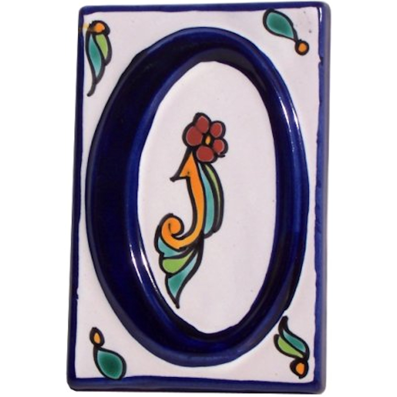 TalaMex Colonial Talavera Ceramic House Number Zero