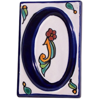 TalaMex Colonial Talavera Ceramic House Number Zero