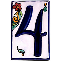 TalaMex Colonial Talavera Ceramic House Number Four