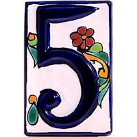 TalaMex Colonial Talavera Ceramic House Number Five