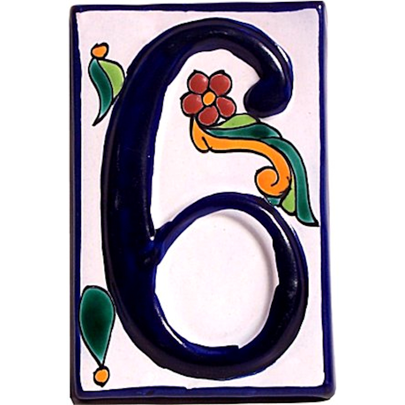 TalaMex Colonial Talavera Ceramic House Number Six