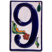 TalaMex Colonial Talavera Ceramic House Number Nine