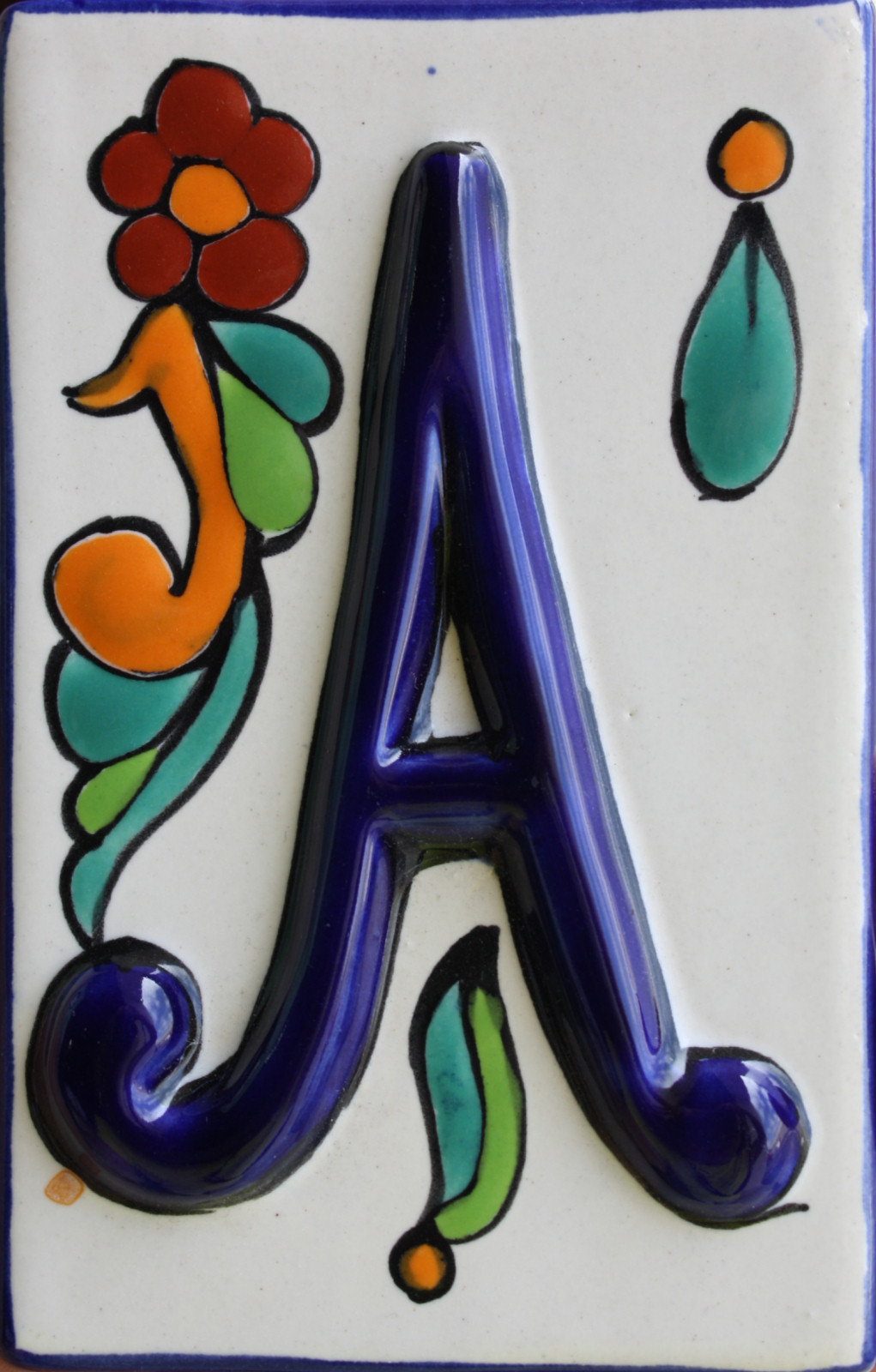 Colonial Talavera Ceramic Letter A