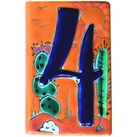 TalaMex Desert Talavera Ceramic House Number Four