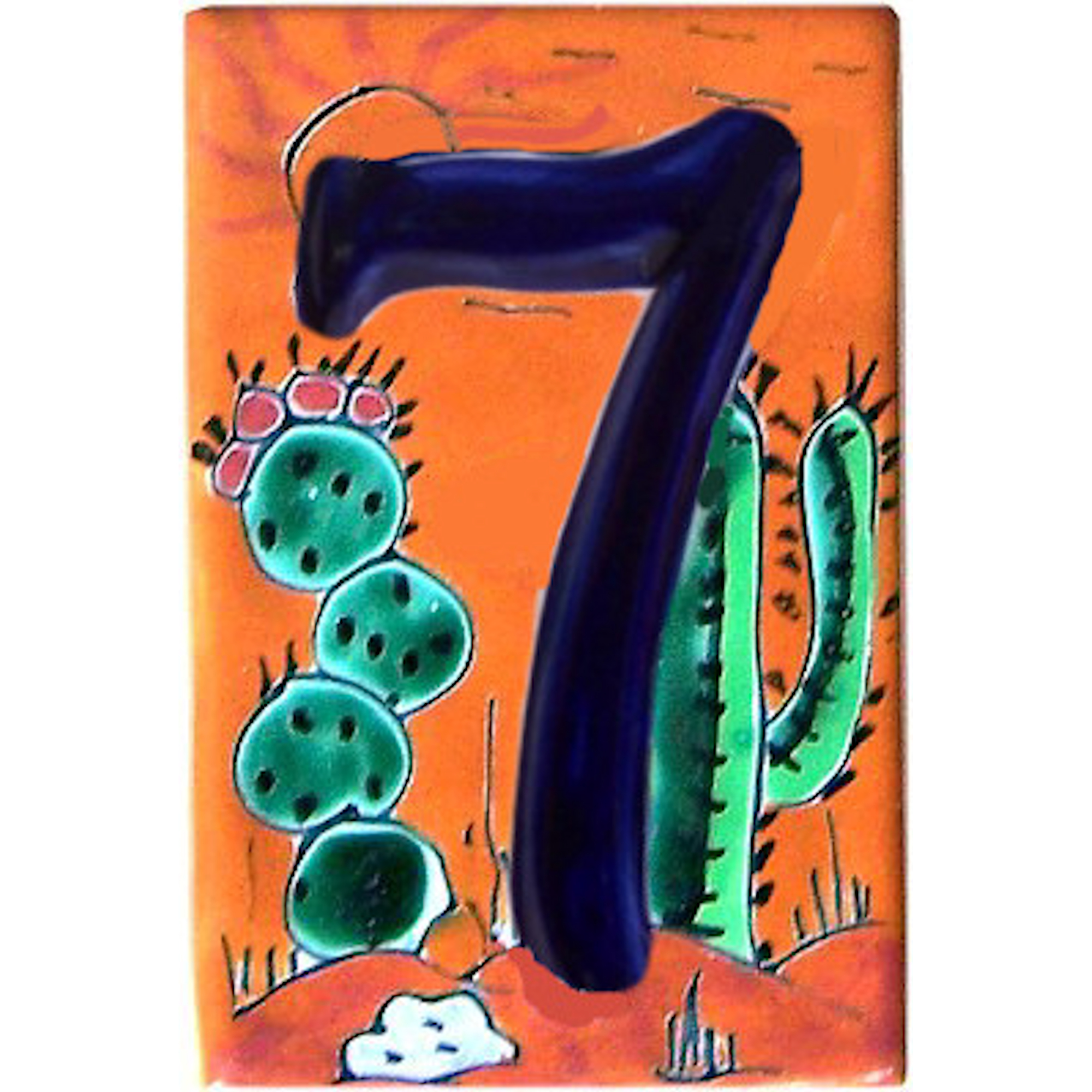 TalaMex Desert Talavera Ceramic House Number Seven