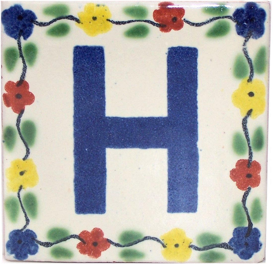 TalaMex Bouquet Talavera Clay House Letter H