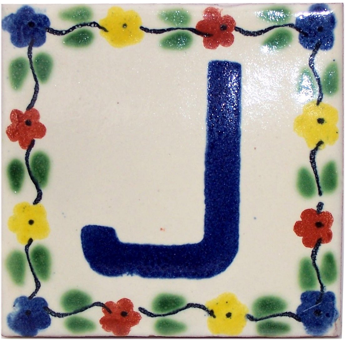 TalaMex Bouquet Talavera Clay House Letter J