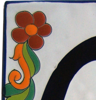 Big Talavera Ceramic Building Number Zero Close-Up