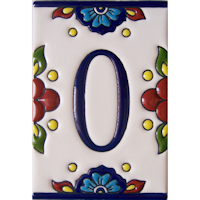 TalaMex Mexican Talavera Mission Tile House Number Zero