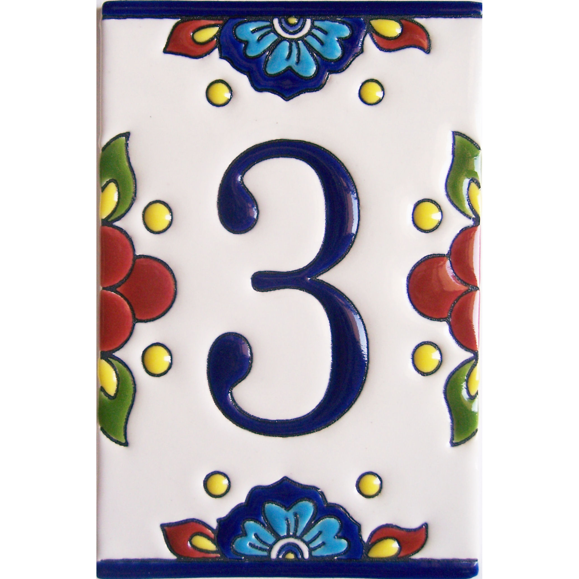 TalaMex Mexican Talavera Mission Tile House Number Three