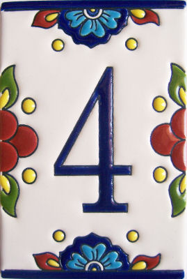 Mexican Talavera Mission Tile House Number Four